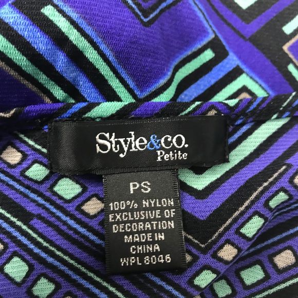 Style & Co. PS teal purple black crochet top - Picture 7 of 7